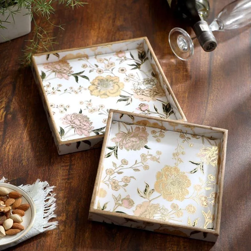 Bluda Floral Square Serving Tray - Set Of Two media 1