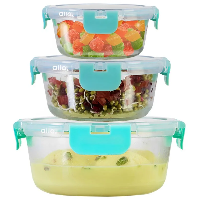 Grabzo Leak Proof Glass Lunch Box - Set Of Three media 4