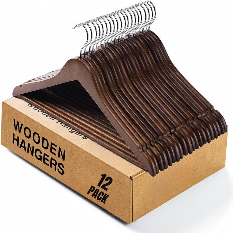 WardroFlex Wood Cloth Hanger - Set of Twelve media 3