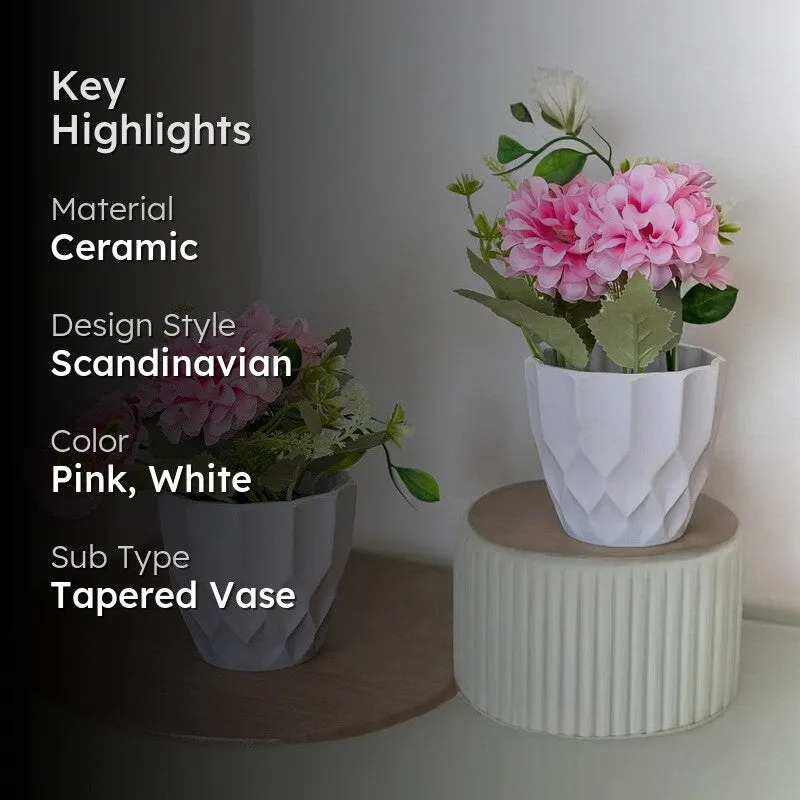 Cadris Ceramic Vase With Artificial Flower (Pink) - Set Of Two media 2