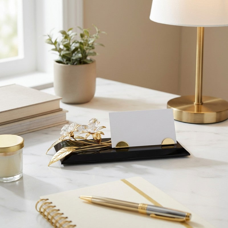 Noir Edge 24K Gold Plated Mild Steel Desk Organizer