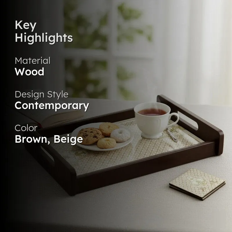 WoodWhim Serving Tray with 4 Coasters - Five Piece Set media 2