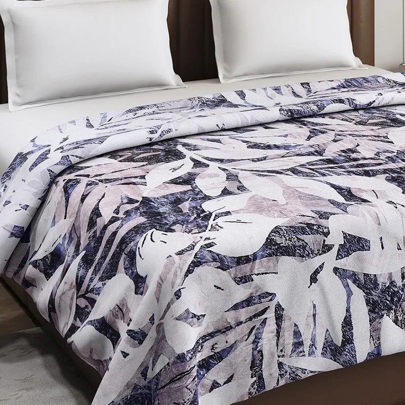 Monte Carlo Greylora Floral Print Polyester Blanket (Light Blue) - 300 GSM media 5