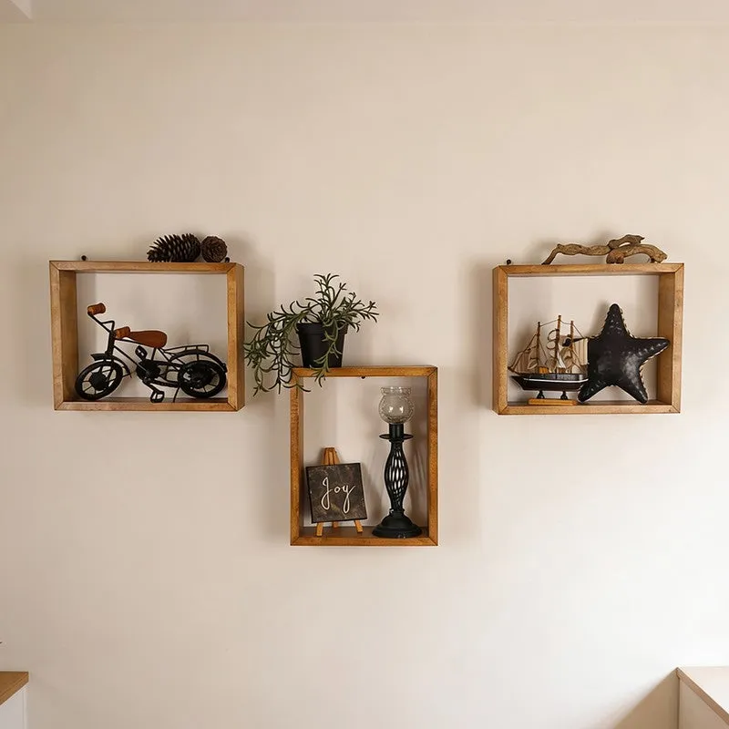 Urban III Rectangular Shaped Set of 3 Wooden Wall Shelves media 1