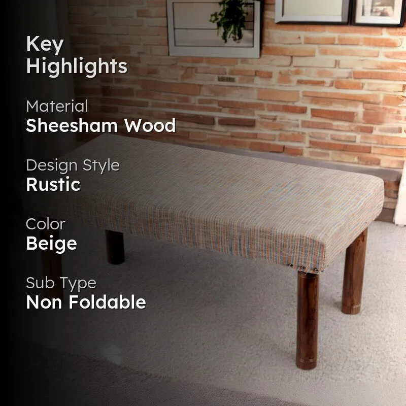 Elvro Sheesham Wooden Bench - Beige media 2