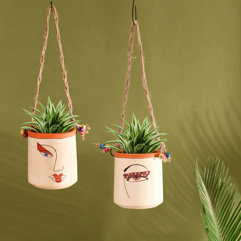 Liza Handpainted Terracotta Planter - Set Of Two
