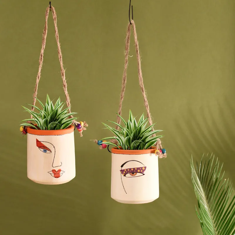 Liza Handpainted Terracotta Planter - Set Of Two media 1