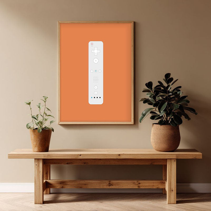 Level Select Framed Canvas Archival Canvas Wall Painting - Natural Brown Frame