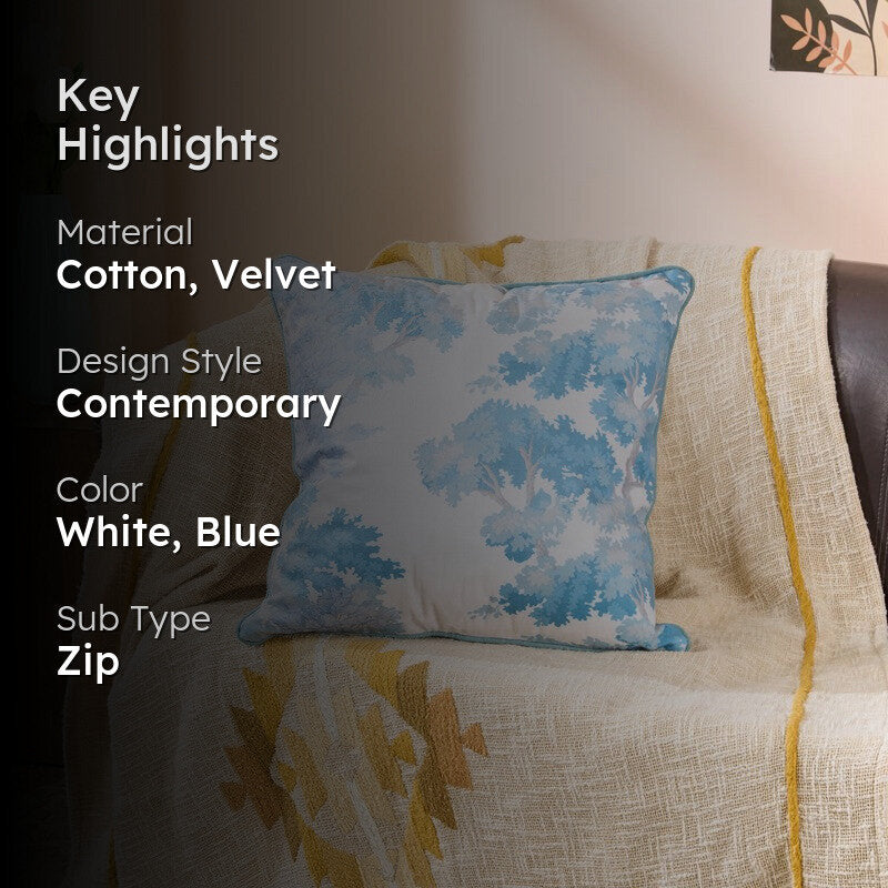 Blue Jungle Touch Cotton Velvet Cushion media 2