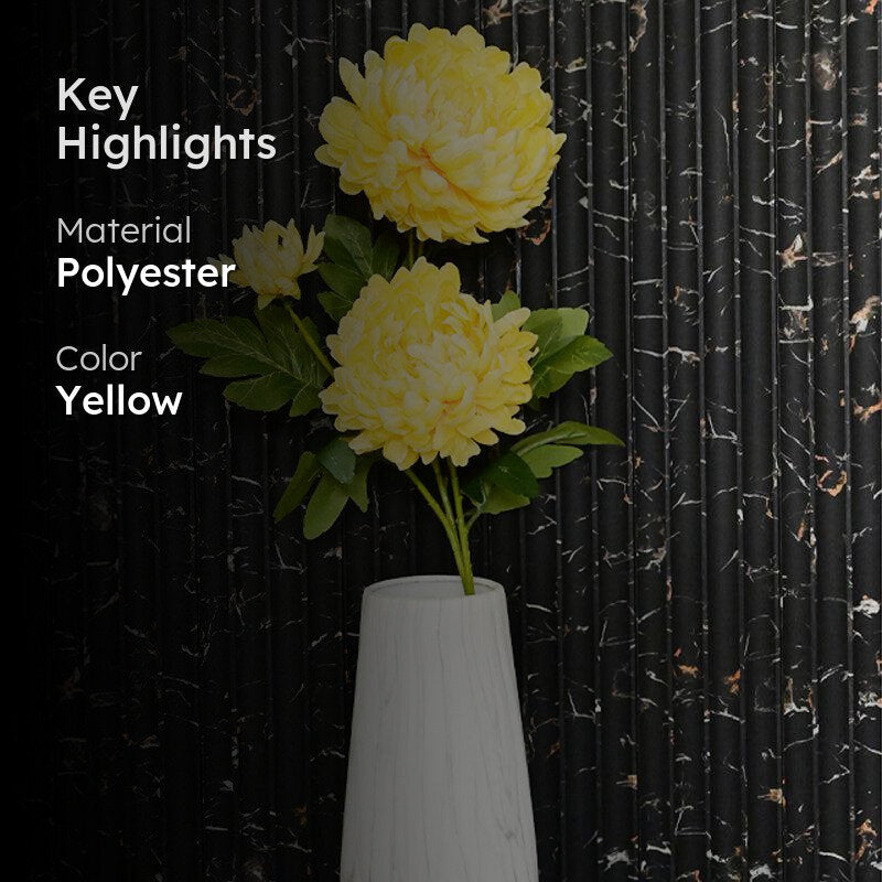 Artificial Peony Flower Stick - Yellow media 2