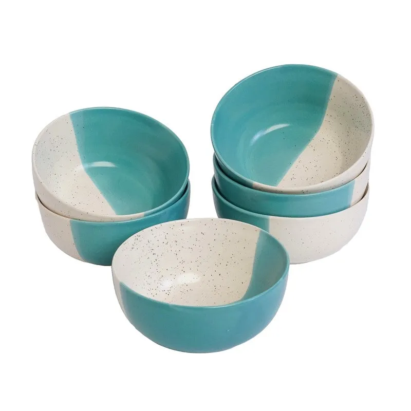 RasoiBite Ceramic Snack Bowls (White,Blue, 200 mL Each) - Set Of Six media 5