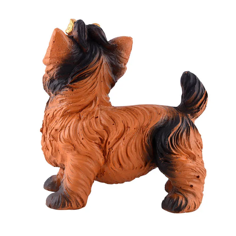 Yapping Yorkie Painted Polyresin Show Piece - Brown media 5