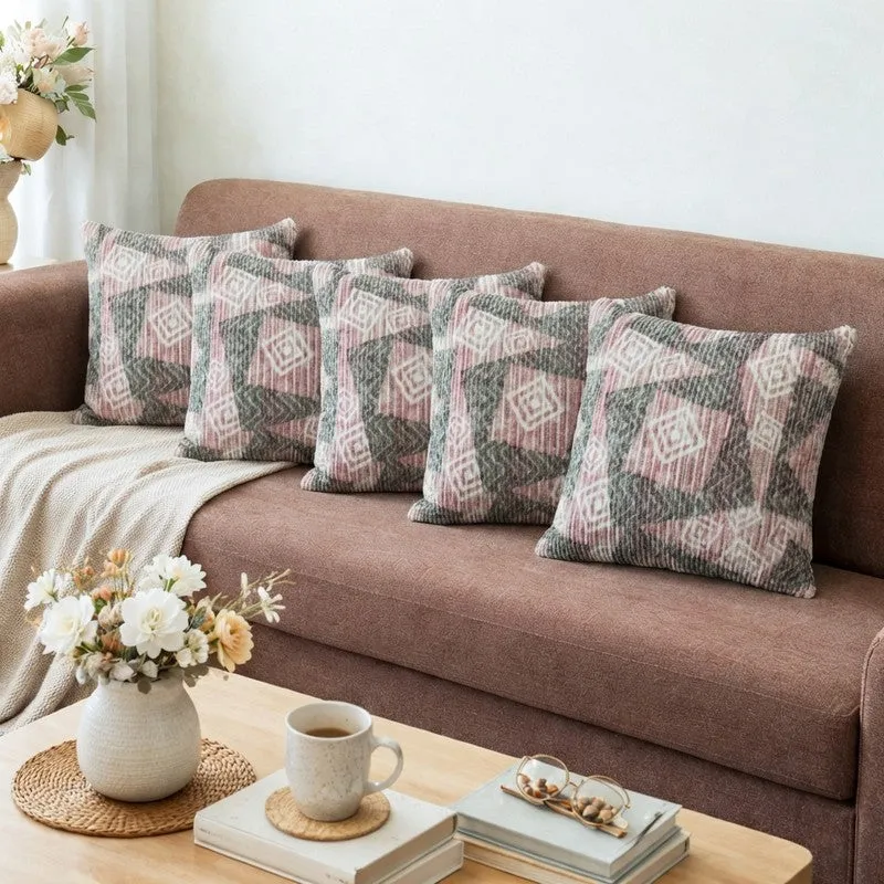 SquareDrift Cushion Cover (Mauve) - Set Of Five media 1