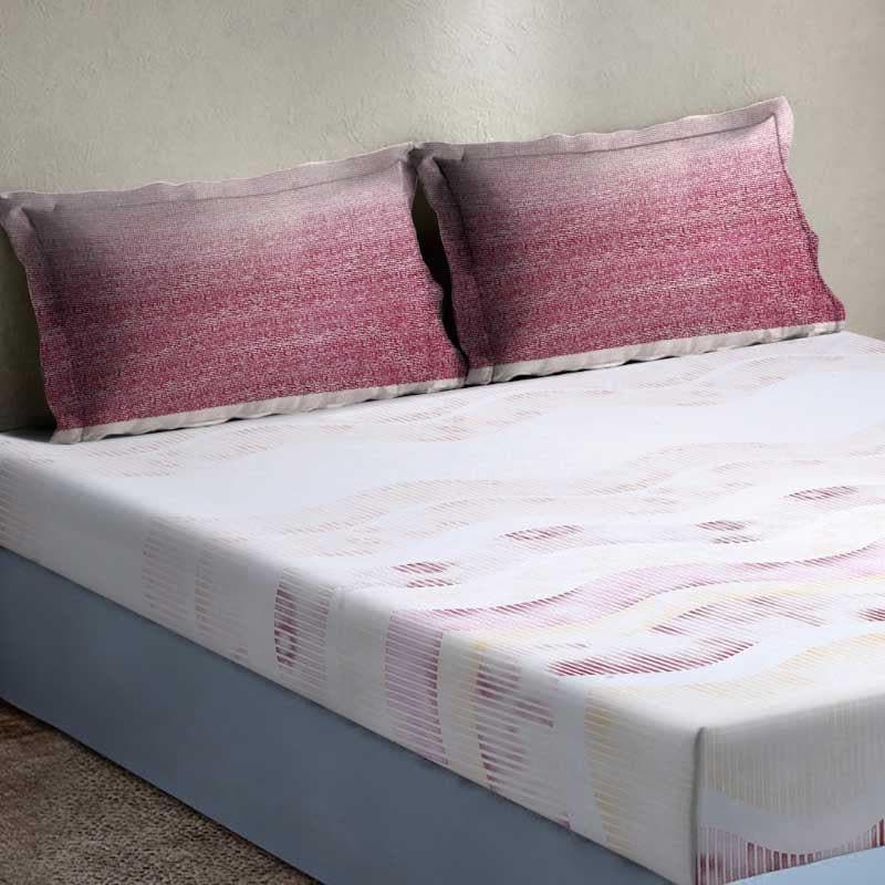 Zigzag Zest Fitted Cotton Bedsheet (Pink) - 400 TC media 5