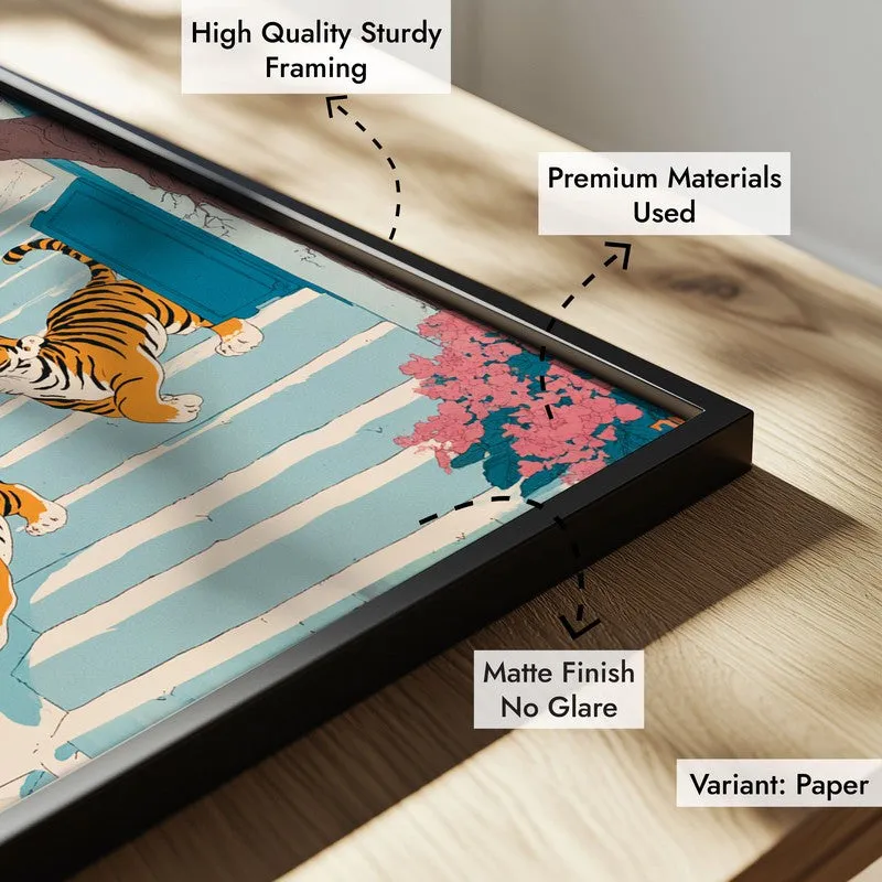 Tiger Cubs Canvas Wall Painting - Black Frame media 6