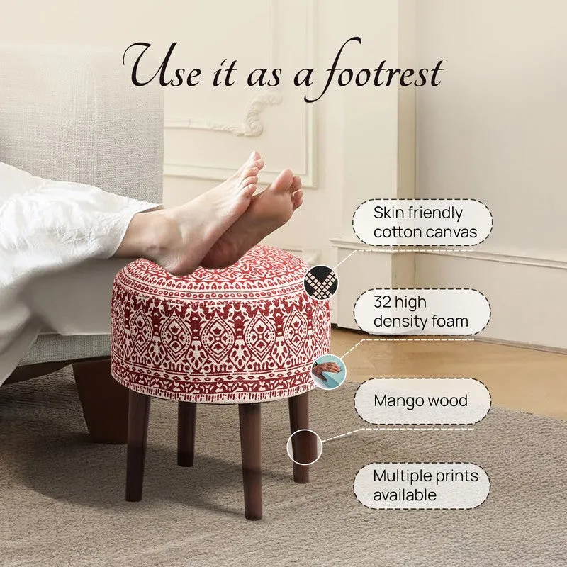 Dona Cotton Ottoman - Red & White media 4