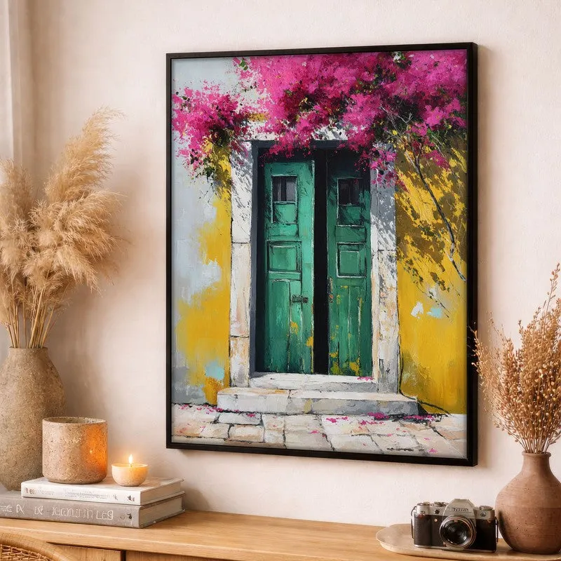 Bougainvillea Bliss Canvas Wall Painting - Black Frame media 3