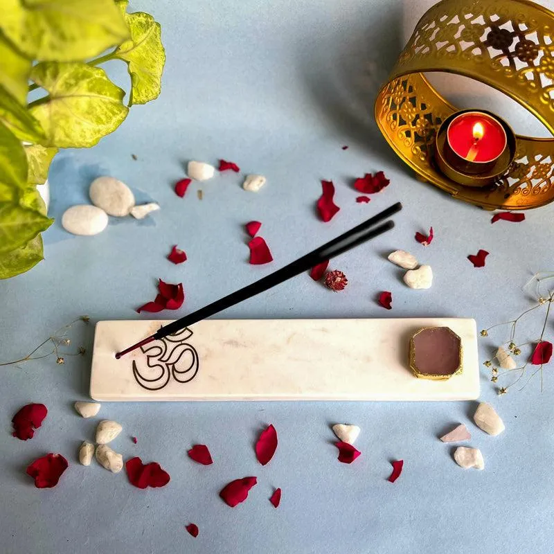 Om Incense Holder With Rose Quatrz Plating - Pink media 3