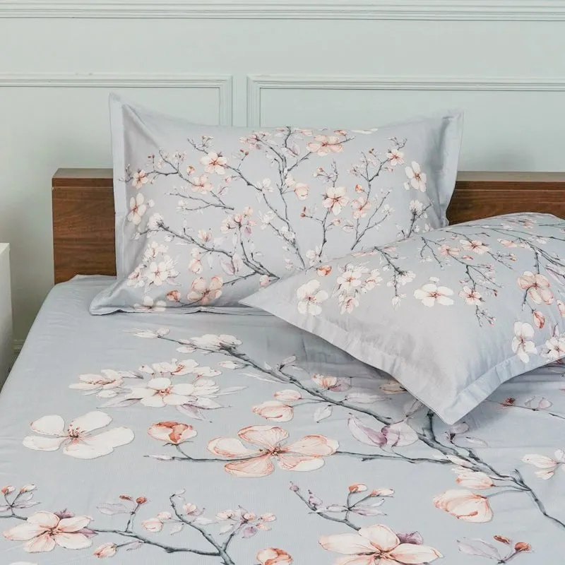 Calla Blossom Floral Cotton Bedsheet (Grey) - 200 TC media 4