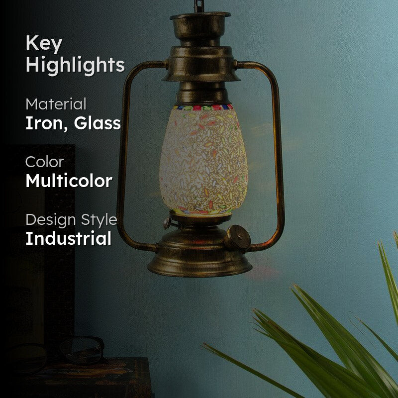 Siera Mosaic Lantern Iron Wall Lamp - Gold media 2