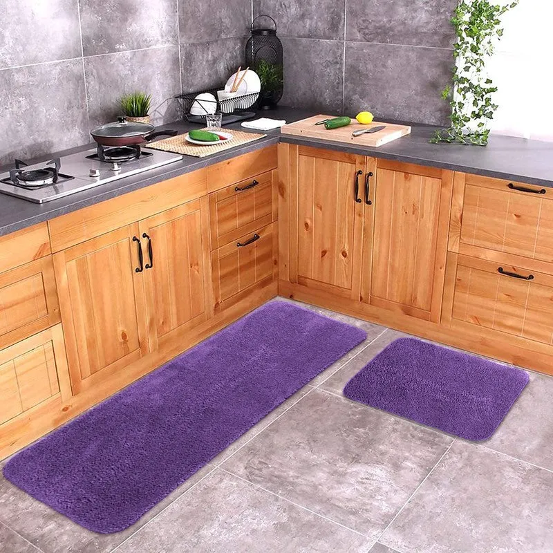 PlushVista Microfiber Kitchen Floor Mats (Purple) - Set of Two media 1