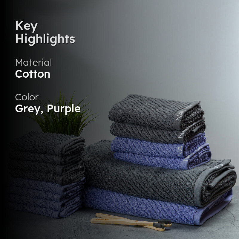 Nautica Riviera Soft Cotton Towel Set (Dark Grey & Light Blue) - Set Of Fourteen media 2