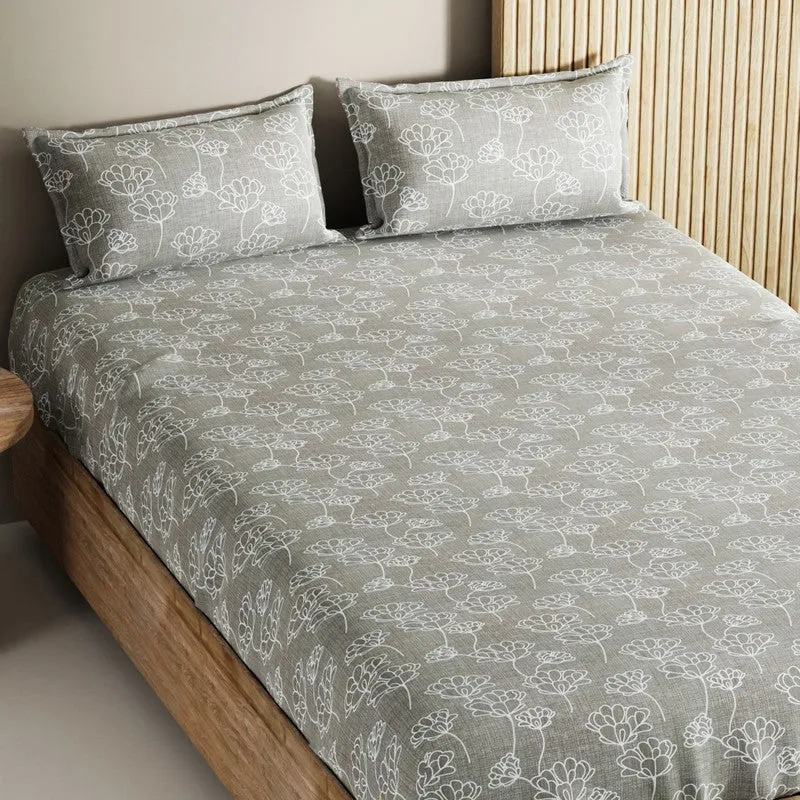 Belora Cotton Bedsheet (Grey) - 144 TC media 4