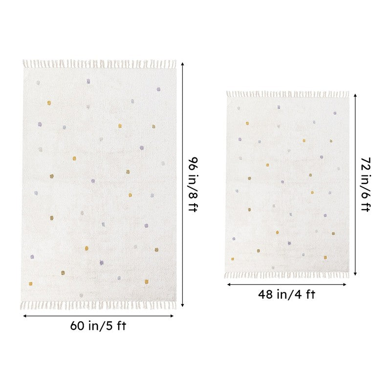 Polka Drops Tufted Cotton Area Rug - White, Multicolor media 7
