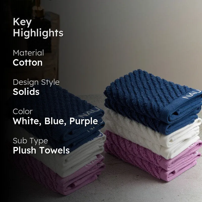 Nautica Riviera Soft Cotton Hand & Face Towel (White,Lilac & Dark Blue) - Set Of Twelve media 2