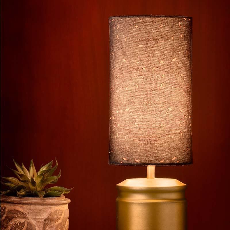 Earthy Brown Fabric Table Lamp - Grey,Gold