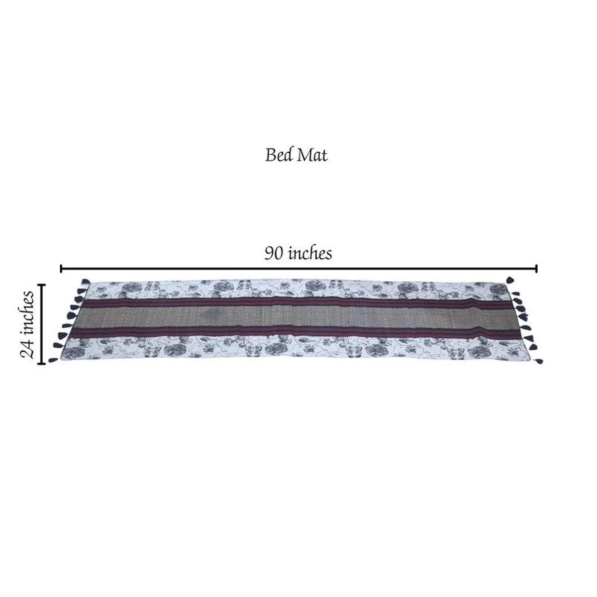 Runner rug shown flat with dimension markers for length and width