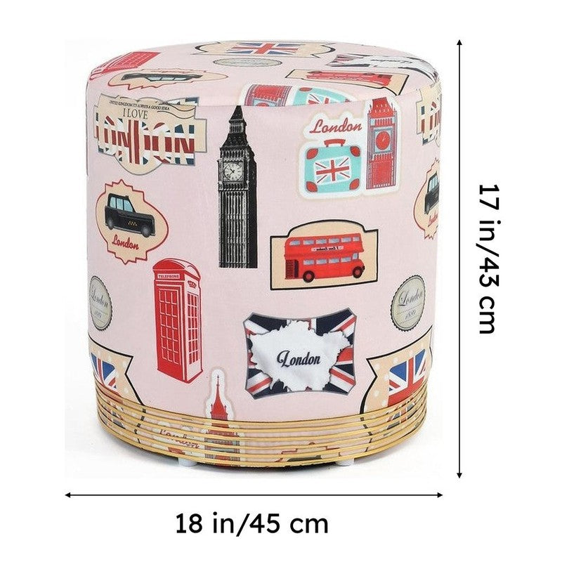 Wander Abstract Velvet Pouffe - Multicolor media 8