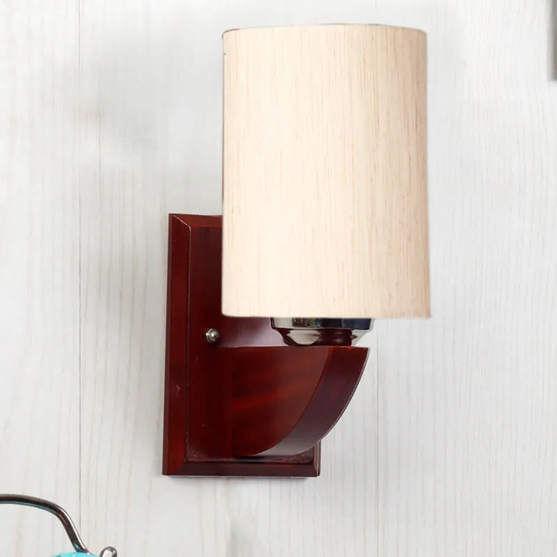 Alabaster Cylindrical Wooden Wall Lamp media 3
