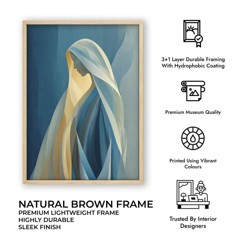 Holy Mary In Serene Devotion Archival Paper Wall Painting With Brown Frame media 7