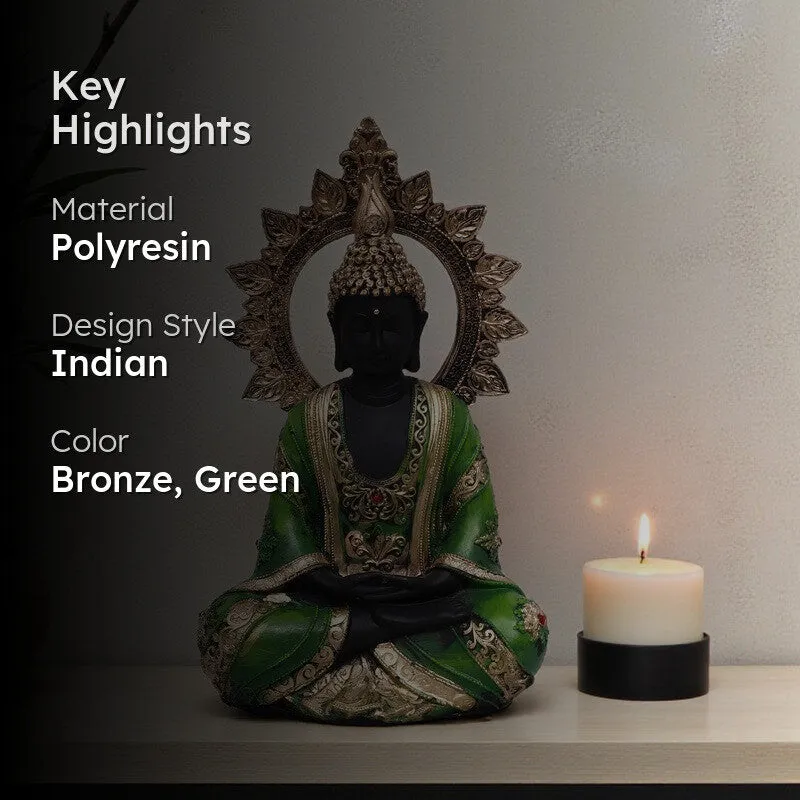 Azure Peace Buddha Idol - Green media 2