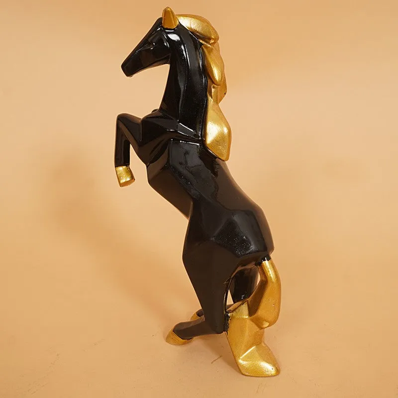 Rearing Black & Gold Horse Showpiece media 7