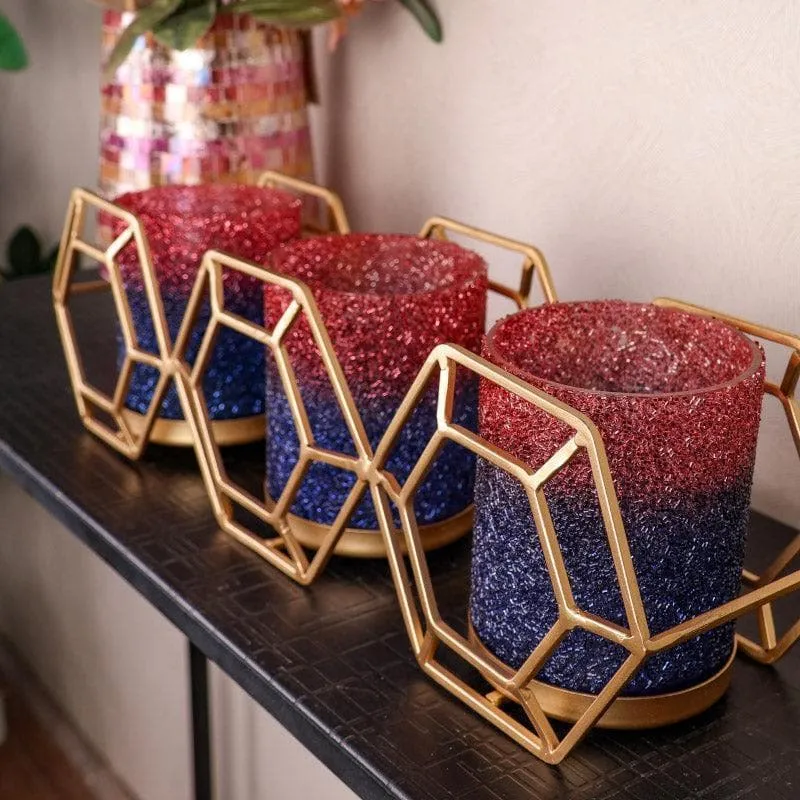 Suzette Triple Votive (Blue & Red) media 4
