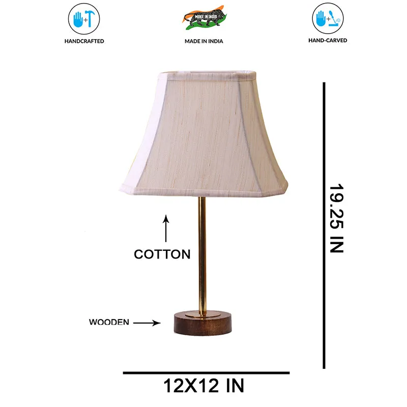 Ceylon Rodin Wooden Table Lamp - OffWhite,Gold,Brown media 7