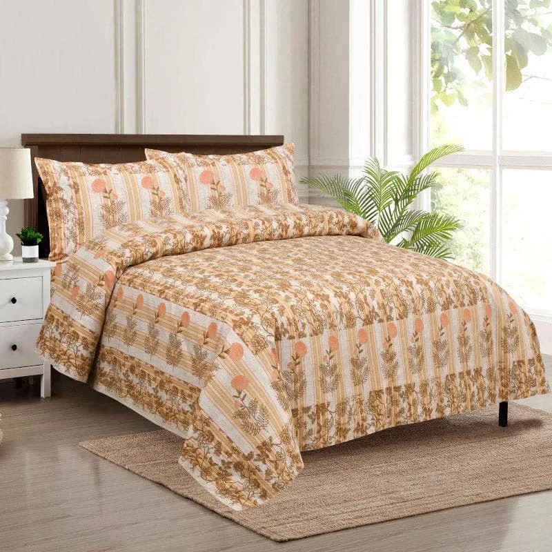 Jamesaari Printed Cotton Bedsheet (Orange) - 160 TC media 1