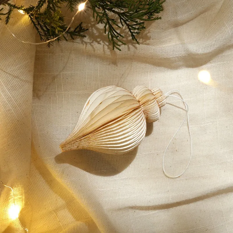 Fig Living Christmas Ornaments (Off (White & Gold Glitter) - Pack Of Three) - Set Of Three media 5