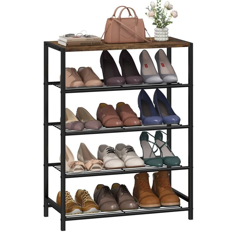 Strong Metal Shoe Rack - Black,Brown media 5