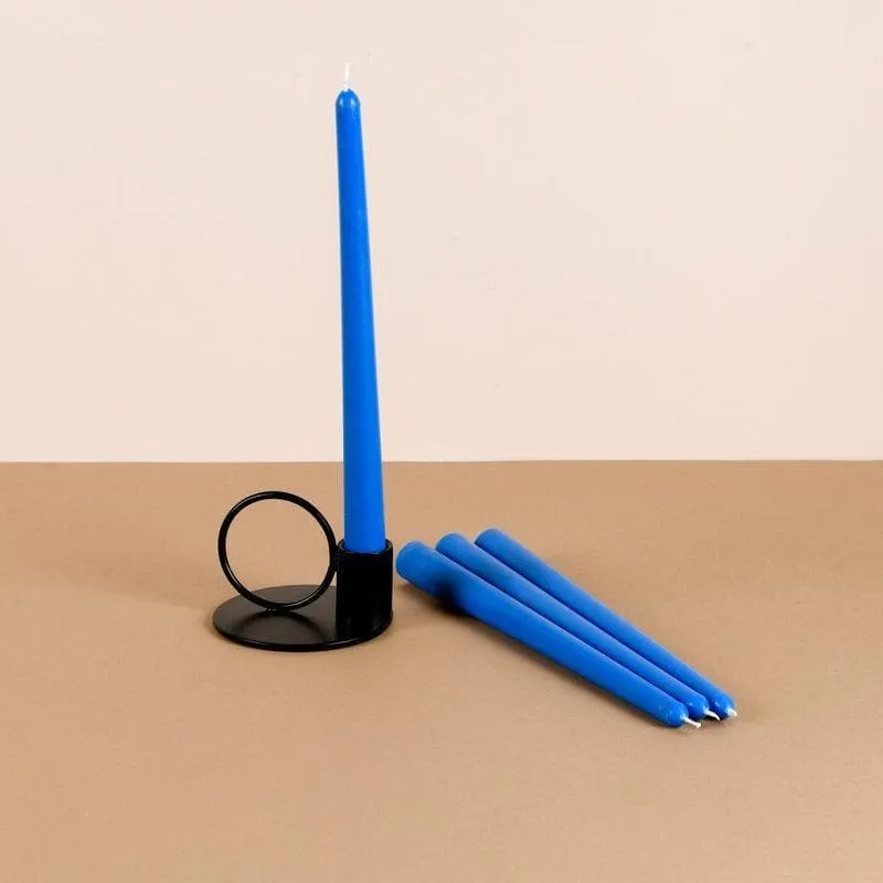 Set of 4 Cobalt Blue Tapered Candles - Aqua Amber Scented media 2