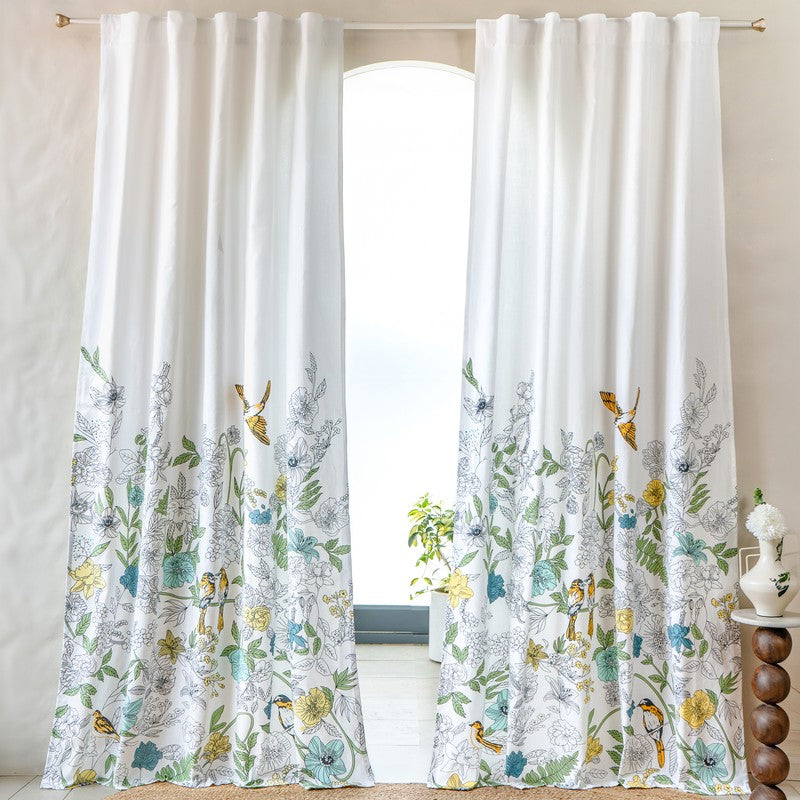Tranquebar Home Forest Canopy Cotton Curtains(Yellow) - Set Of Two media 3