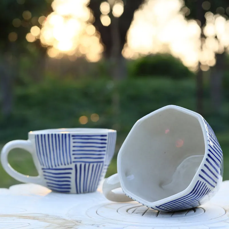 Bruna Ceramic Tea Cup (200 mL)/Blue,White) media 4