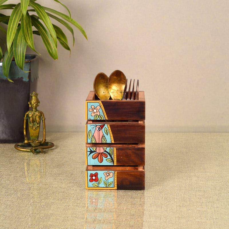 Tribal Birdie Wooden Cutlery Holder media 3