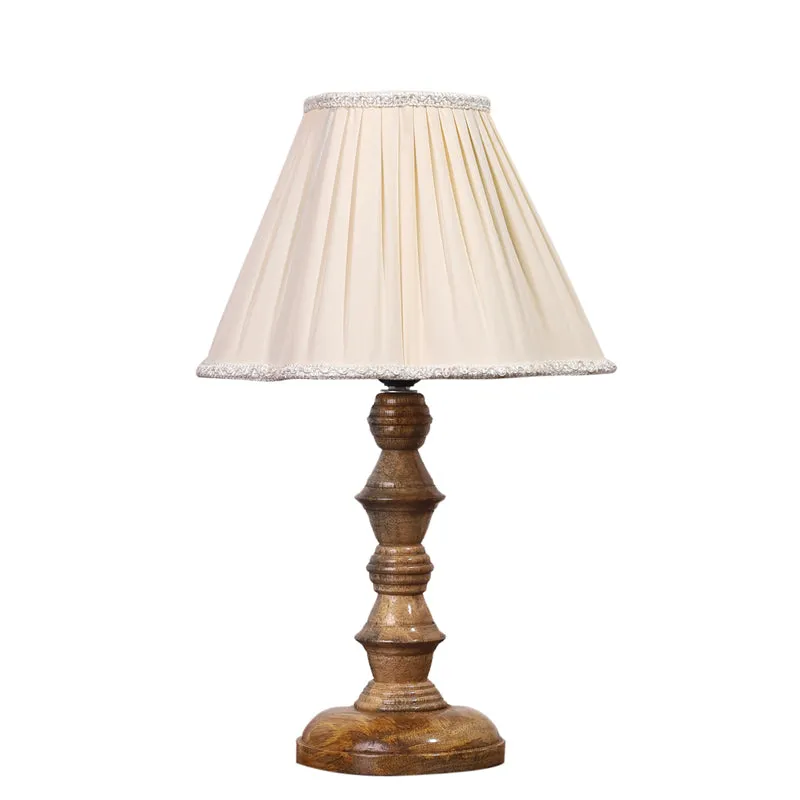 Pleatra I Timber Wooden Table Lamp - Ivory,Brown media 6