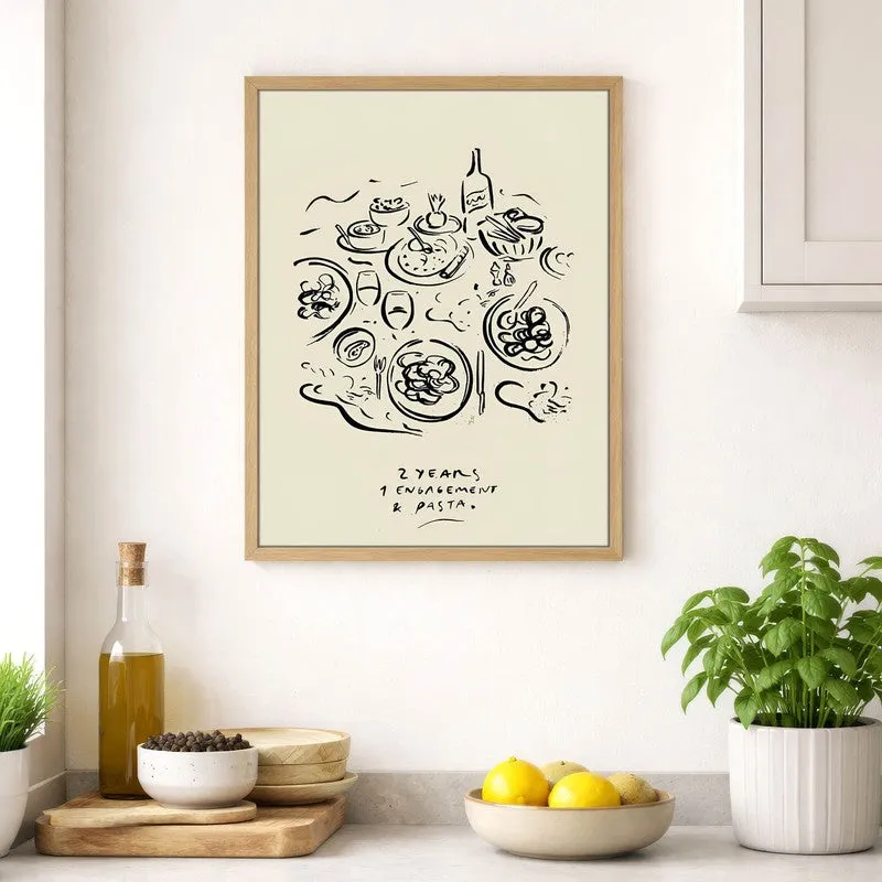 Abstract Dining Archival Canvas Wall Art - Brown media 4