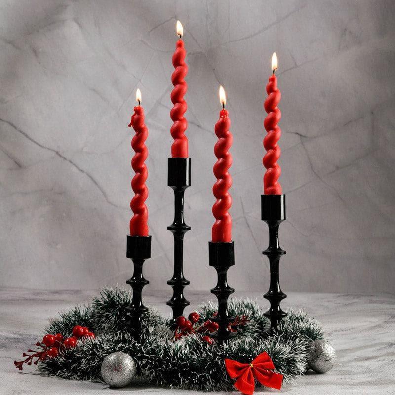 Elegant Red Spiral Taper Scented Candles - Set of Four media 3
