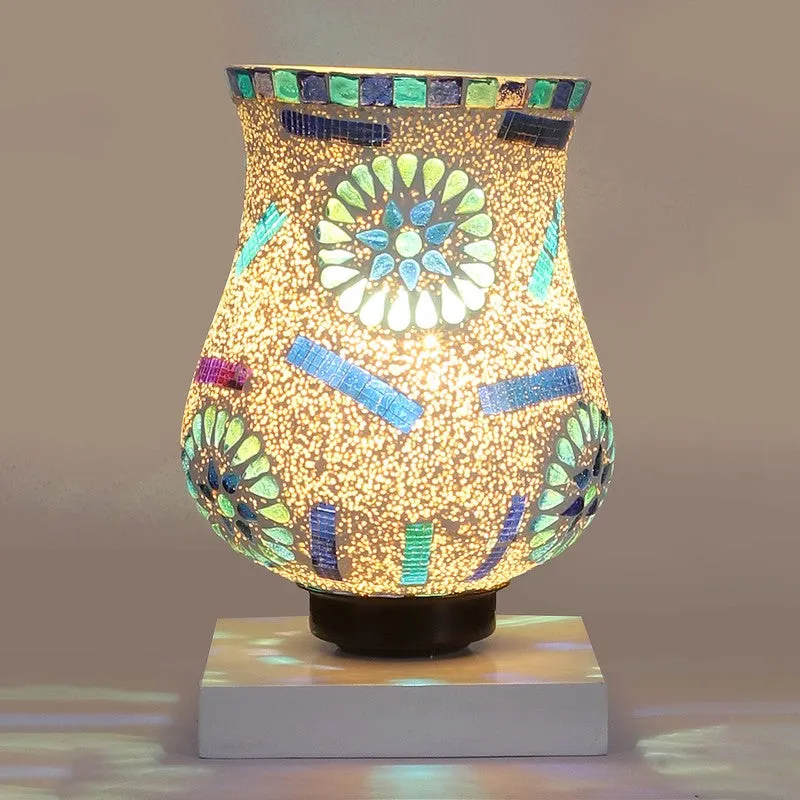 Lightfleck Mosaic Glass Table Lamp With Wooden Base - Multicolor media 7