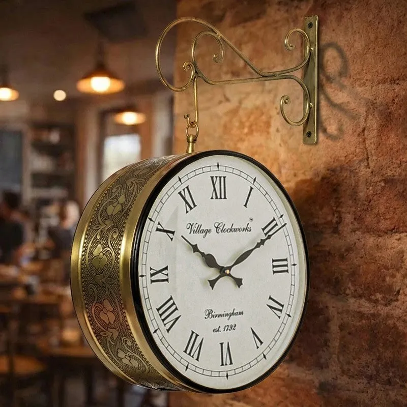 Railway Regency Double - Sided Vintage Wall Clock - Gold media 3